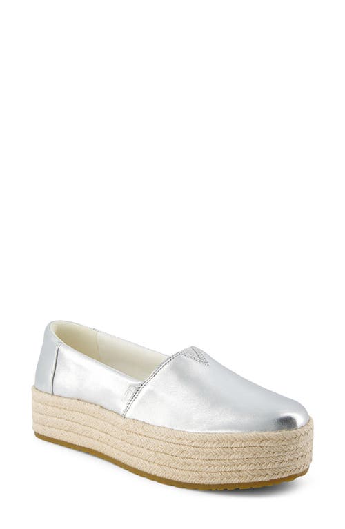 Toms Valencia Platform Espadrille In Silver
