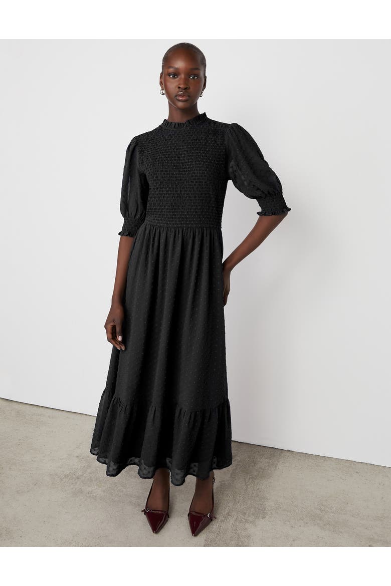Amelia 3/4 Sleeve Chiffon Midi Dress, Alternate, color, Black