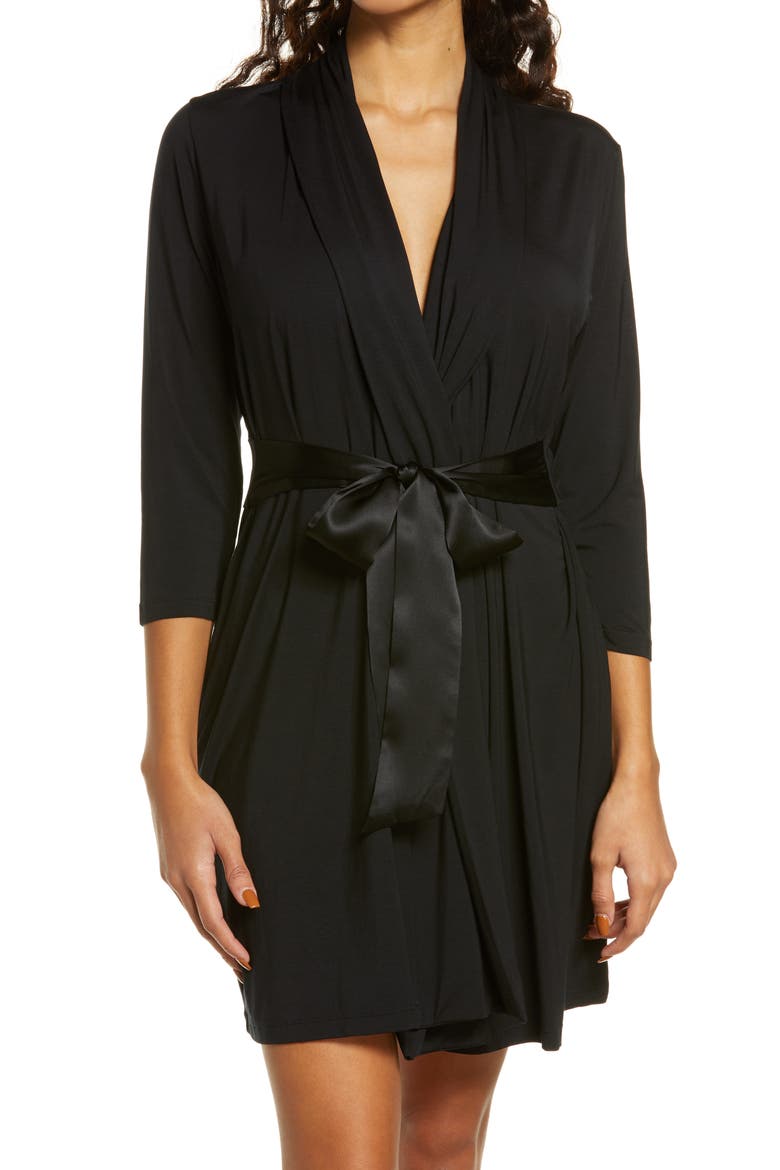 Iconic Short Robe, Main, color, BLACK