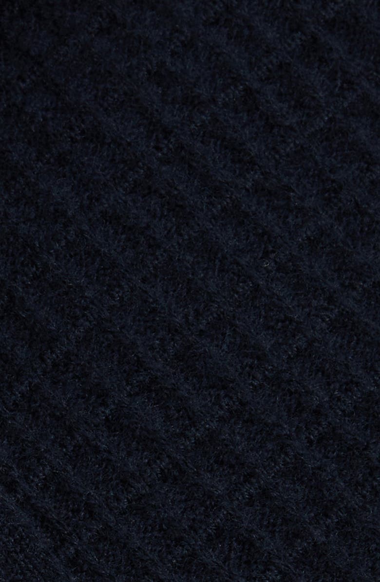 Reiss Hamilton Textured Long Sleeve Wool Quarter Zip Polo, Alternate, color, Navy