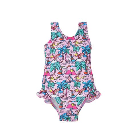 Girls Sun Protective UPF 50+ Delaney Hip Ruffle Swimsuit