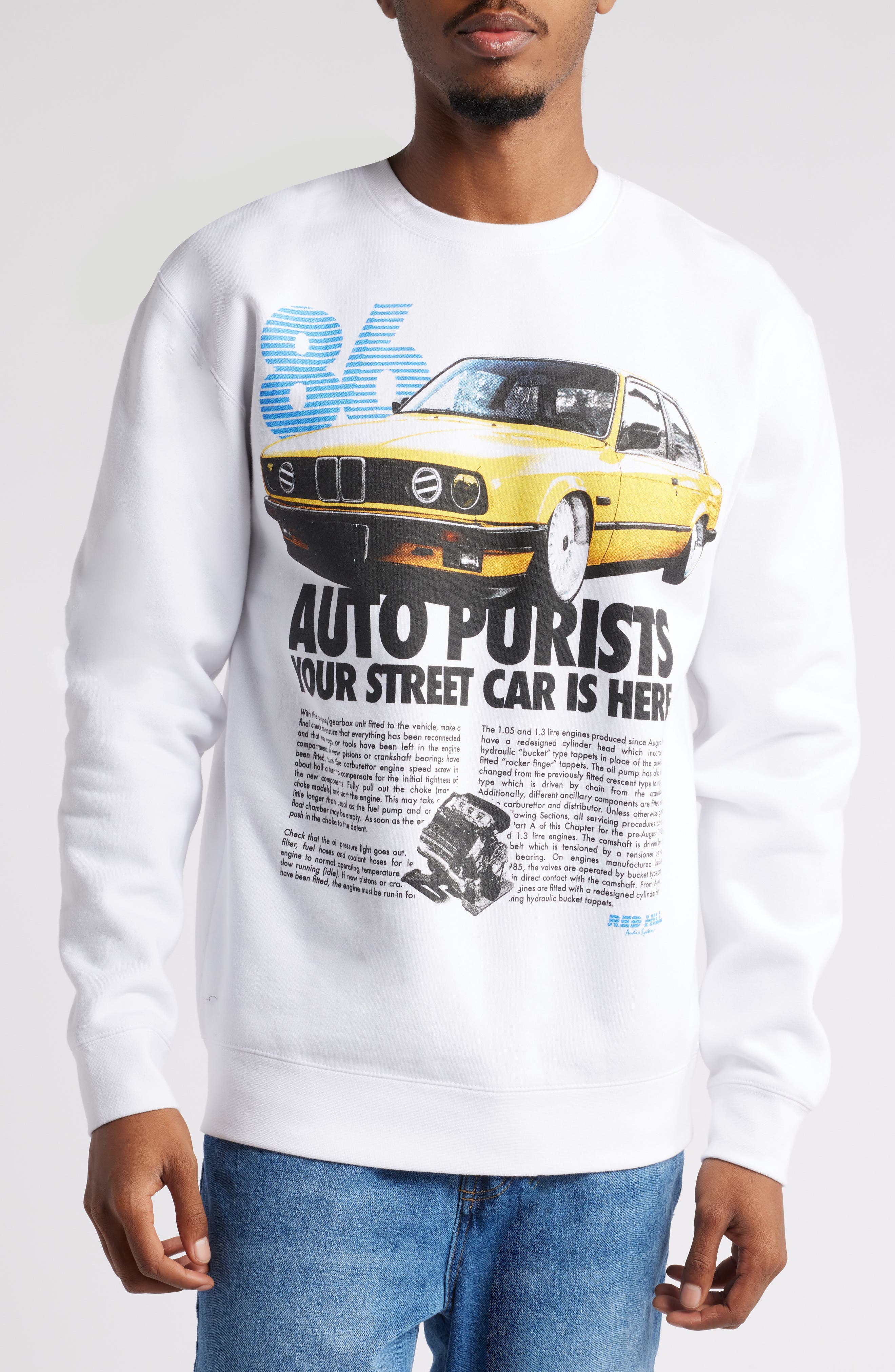 ID Supply Co Auto Purists Oversize Crewneck Sweatshirt in White 