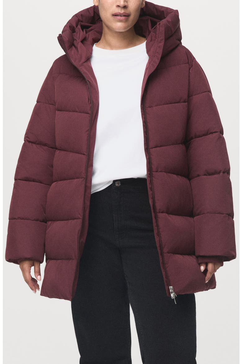 Water Repellent Hooded Puffer Coat, Main, color, DARK RED