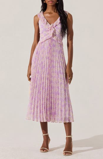Astr The Label Ruffle Pleated Midi Sundress In Multi
