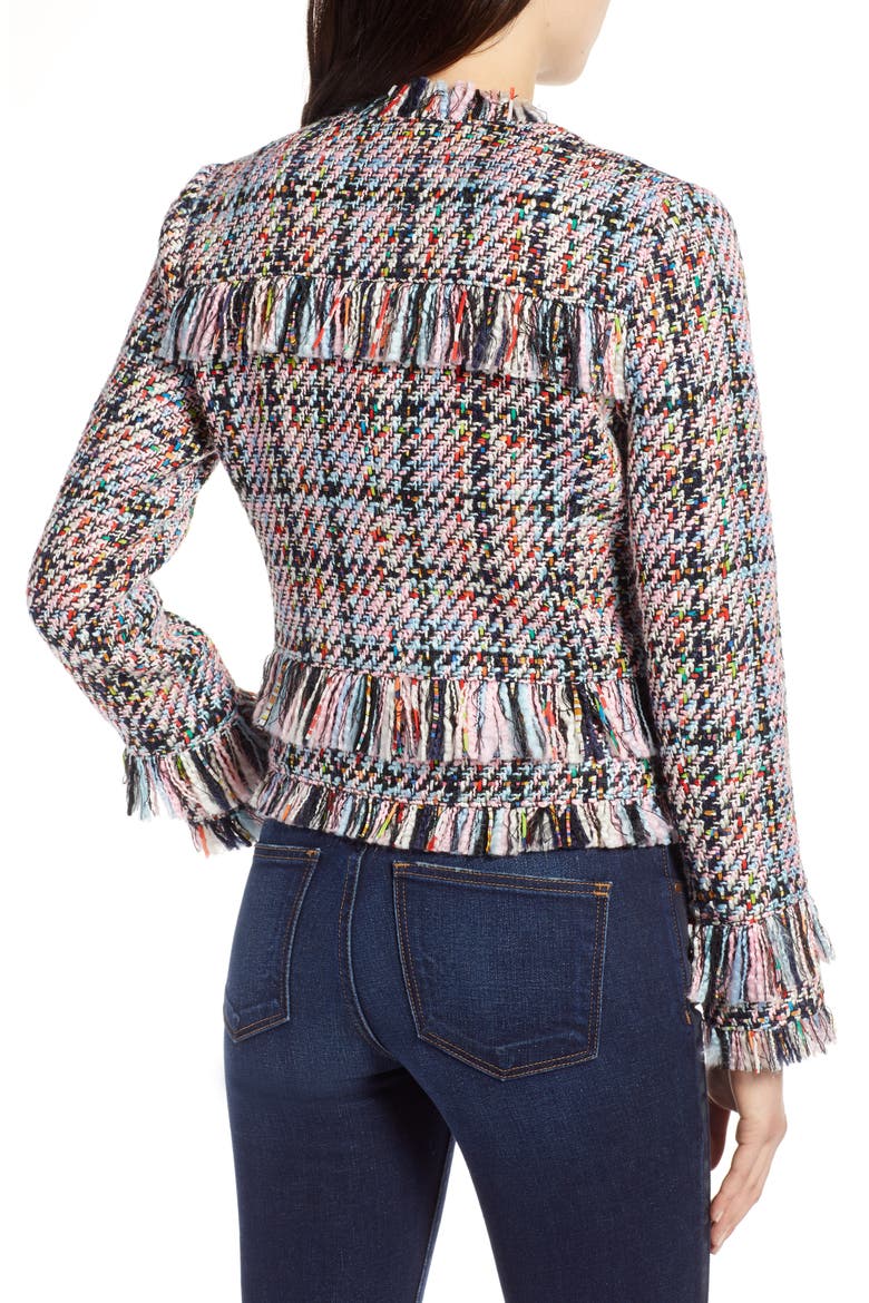 Raw Edge Tweed Jacket, Alternate, color, PINK MULTI TWEED