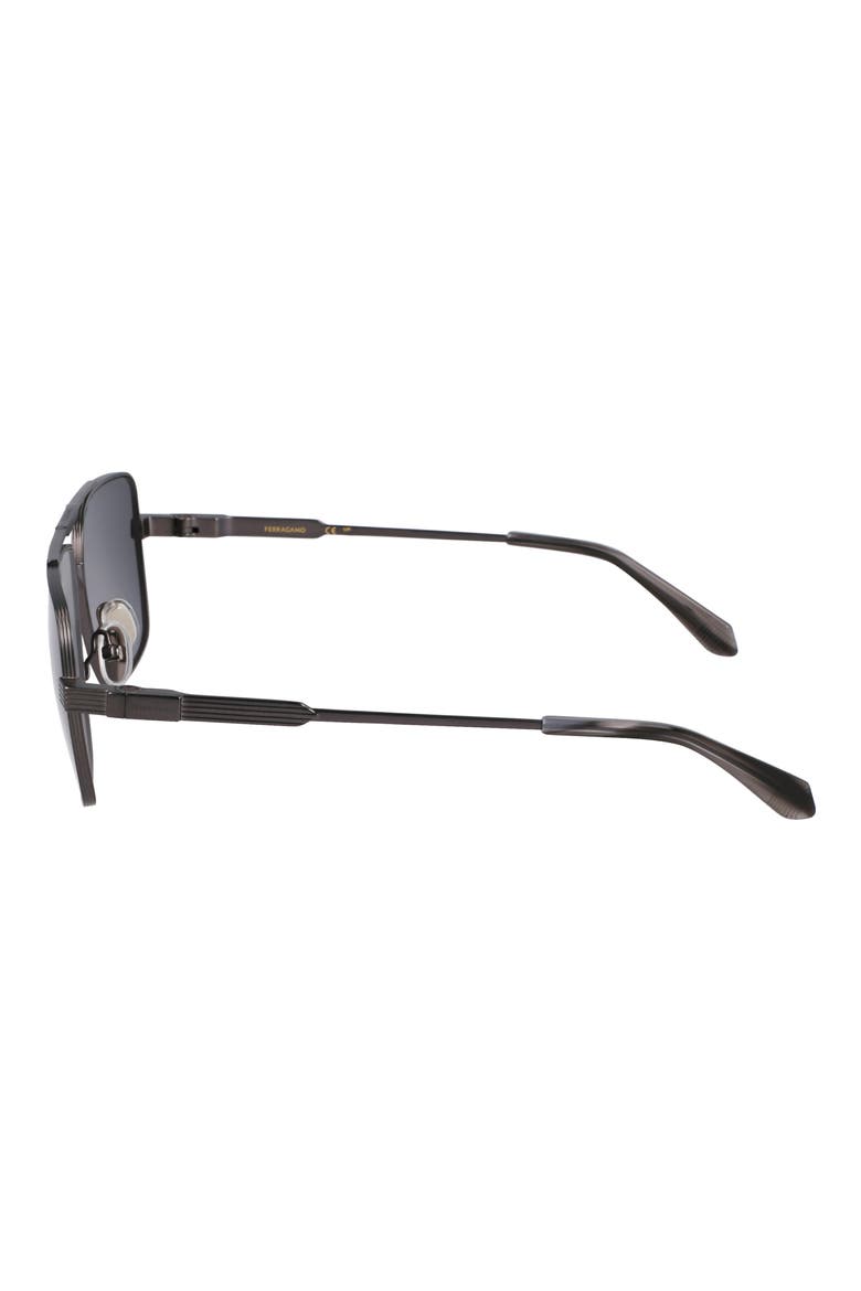 Gancini Prisma 60mm Navigator Sunglasses, Alternate, color, MATTE DARK GUNMETAL