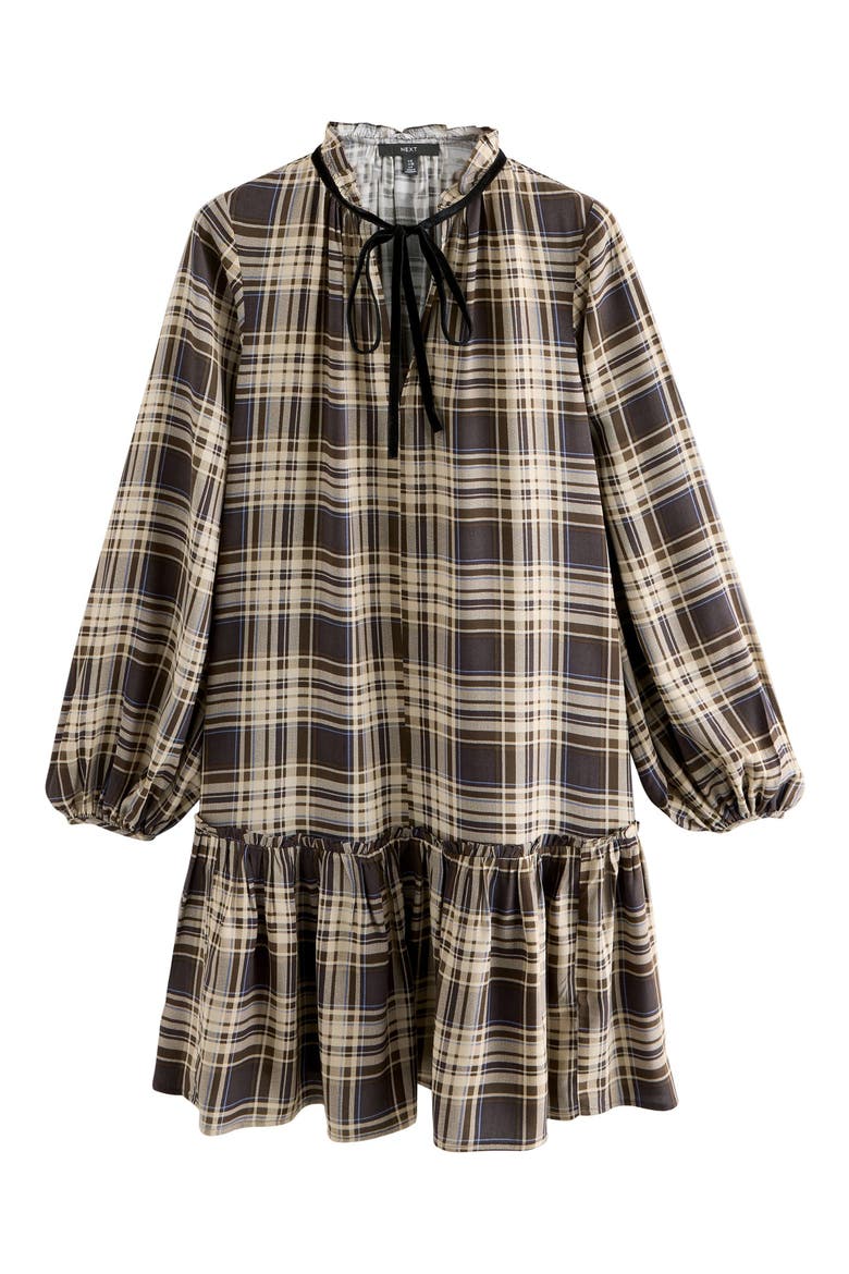 Check Print Long Sleeve Minidress, Alternate, color, CHECK
