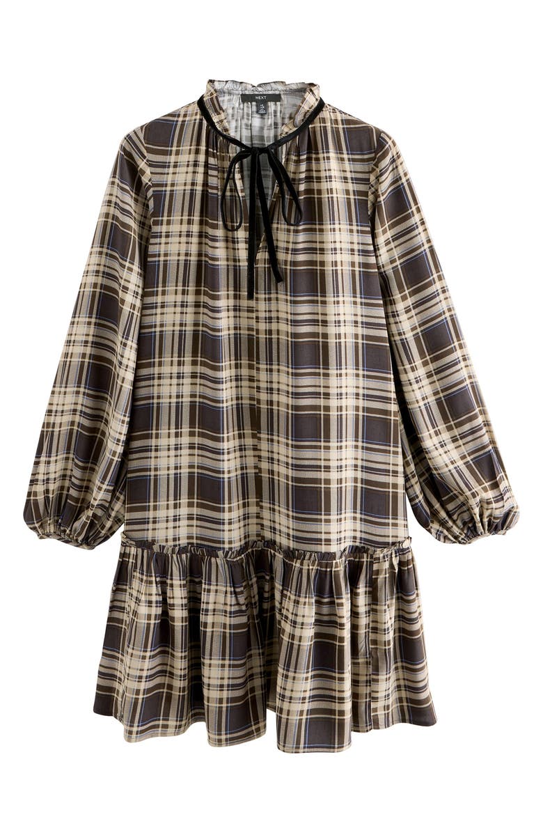 NEXT Check Print Long Sleeve Minidress, Alternate, color, Check
