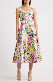 Julia Jordan Floral Belted Fit & Flare Midi Dress
