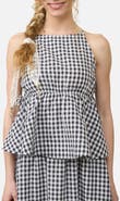 Blu Pepper Gingham Sleeveless Peplum Top