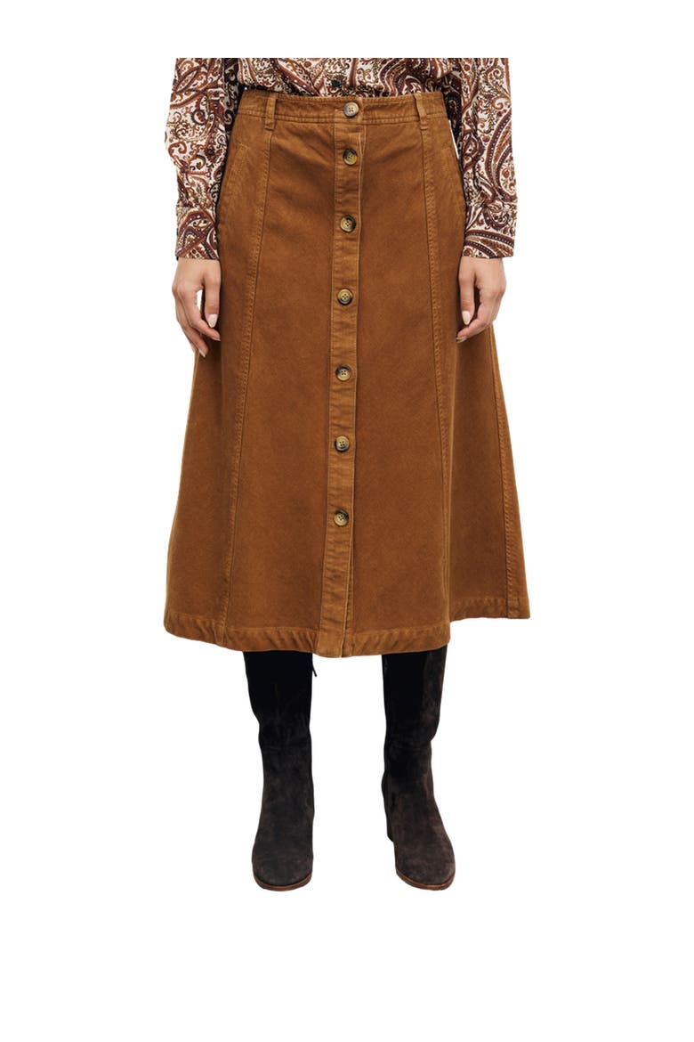 Tiphaine Button Front Midi Skirt, Main, color, Caramel