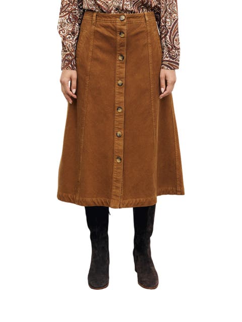 Tiphaine Button Front Midi Skirt