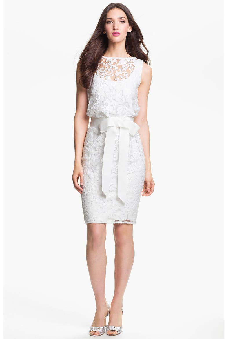 Tulle & Lace Blouson Dress, Main, color, IVORY