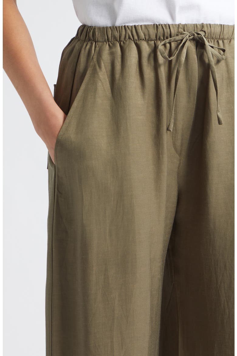 Daniel Wide Leg Linen Blend Drawstring Pants, Alternate, color, CYPRESS
