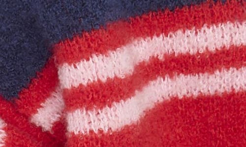Damson Madder Bibi Stripe Skinny Wool Scarf In Red