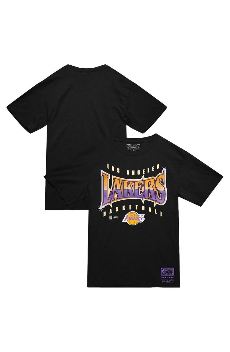 Mitchell & Ness Men's Mitchell & Ness  Black Los Angeles Lakers Worldwide Collection Glow Up T-Shirt, Main, color, Black