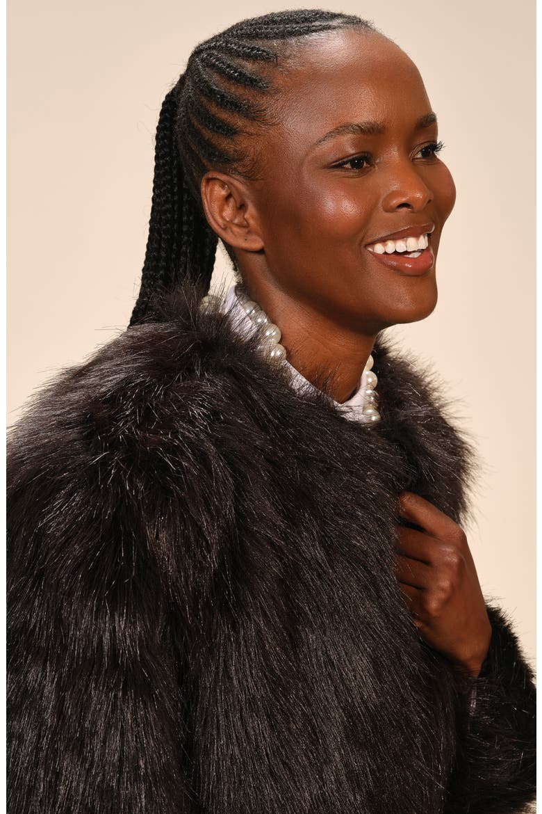 Crop Faux Fur Coat, Alternate, color, BLACK