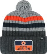 '47 Men's '47 Charcoal Auburn Tigers Stack Striped Cuffed Knit Hat with Pom