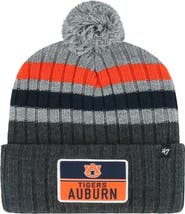 '47 Men's '47 Charcoal Auburn Tigers Stack Striped Cuffed Knit Hat with Pom