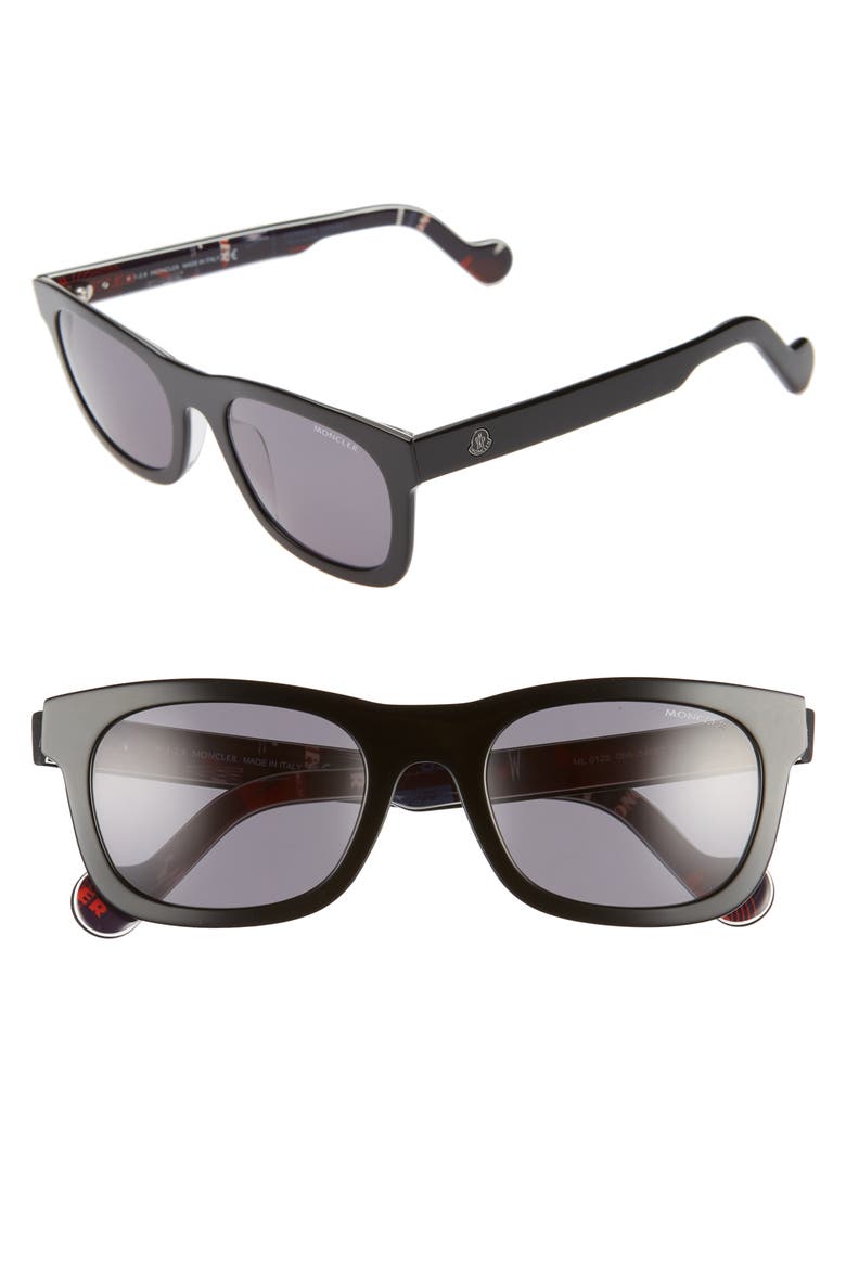54mm Rectangular Sunglasses, Main, color, SHINY BLACK/ SMOKE