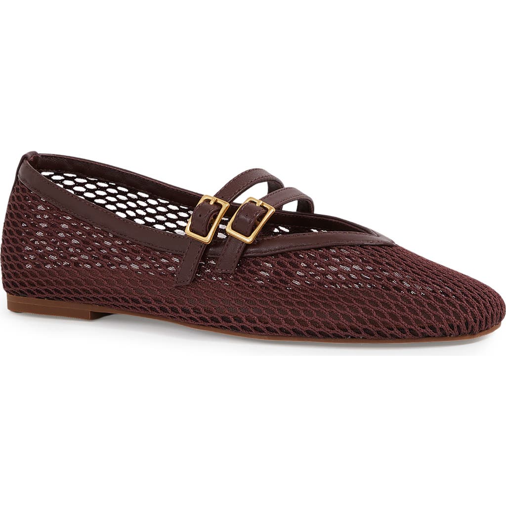Reiss Oxblood Mesh Double-strap Ballet Flats In Burgundy