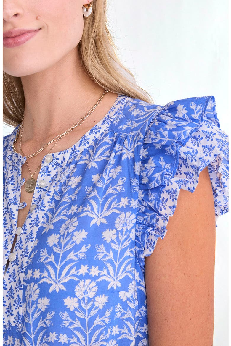 Adare Cotton Blend Dobby Top, Alternate, color, FLORAL BREAKER BLUE