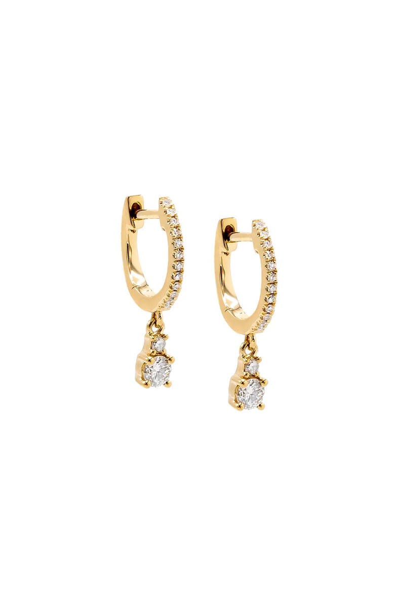 BY ADINA EDEN Diamond Dangling Solitaire Huggie Earring 14K, Main, color, 