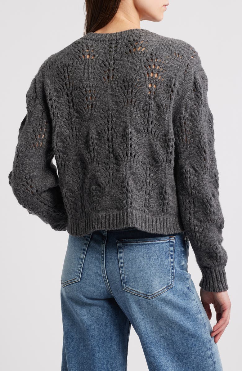 FRAME Textured Stitch Wool Cardigan, Alternate, color, Dark Gris Heather