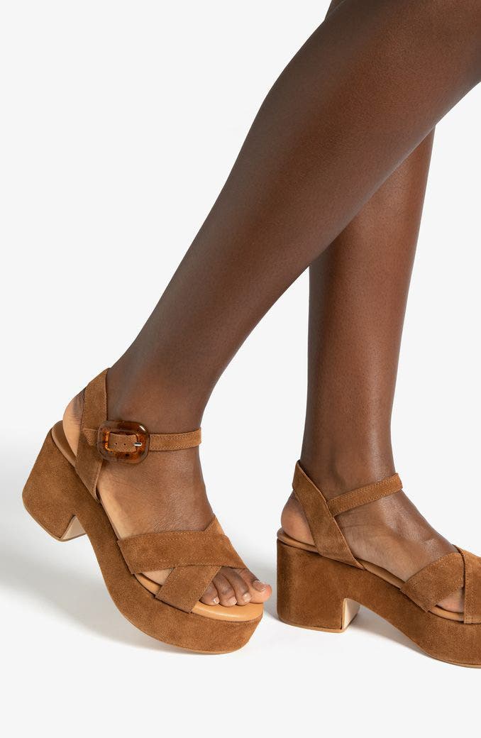 Penelope Chilvers Bella Ankle Strap Platform Sandal, Alternate, color, Peat