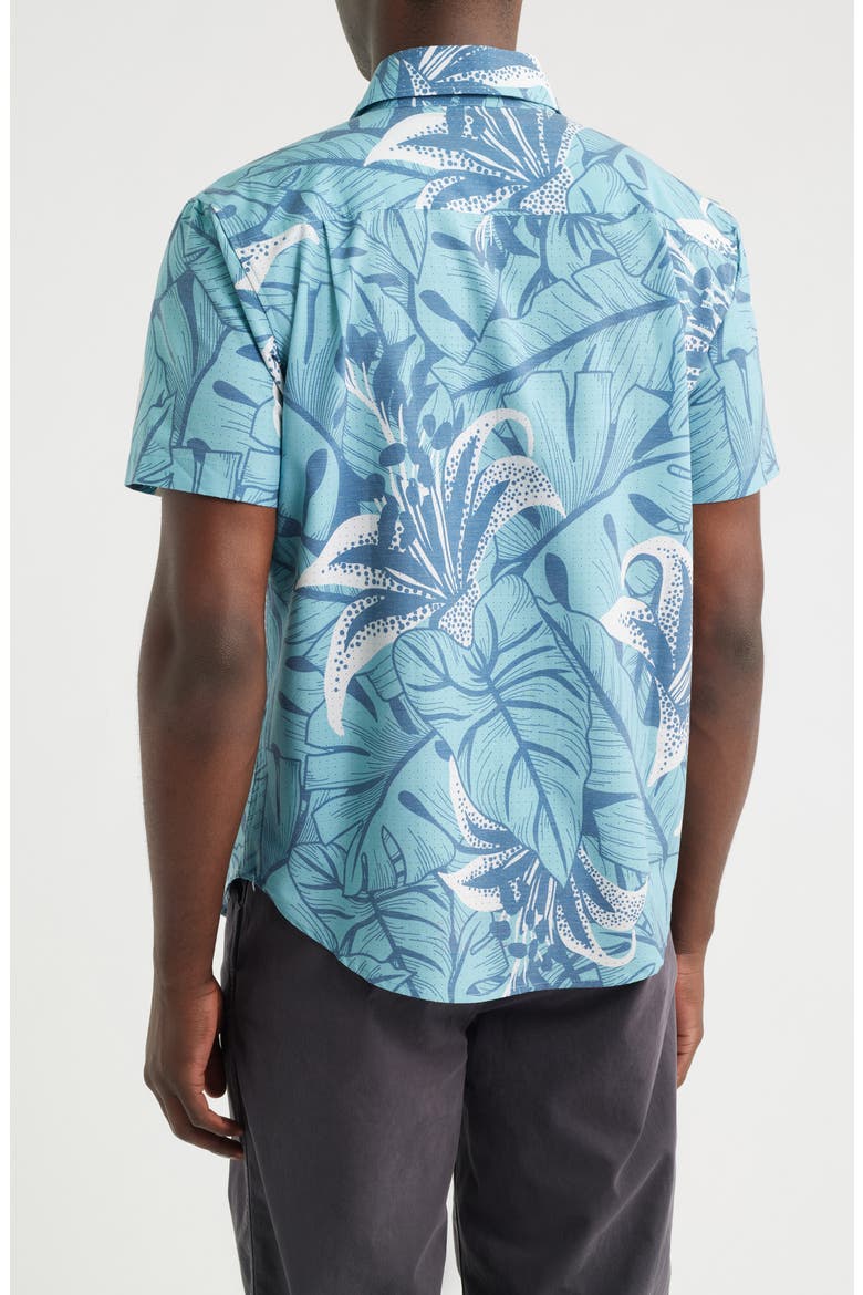 Webster Floral Short Sleeve Cotton Buttion-Up Shirt, Alternate, color, BLUE