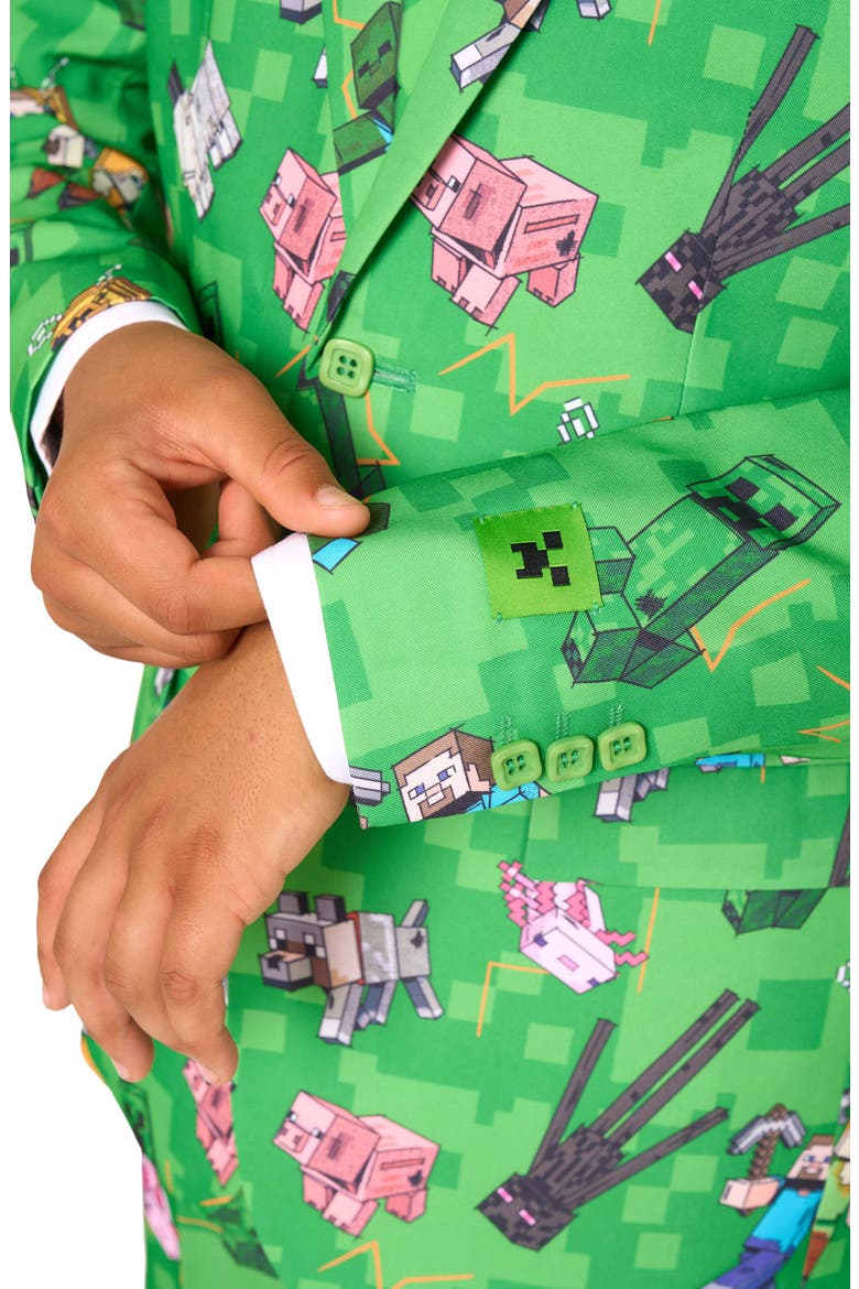 Kids' Minecraft Two-Piece Suit & Tie Set, Alternate, color, GREEN