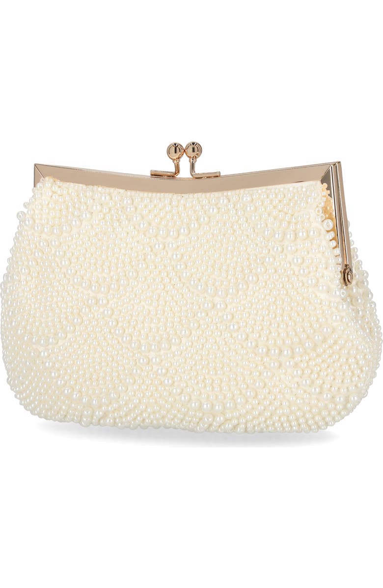 Jessica McClintock Gardenia Faux Pearl Clutch, Alternate, color, Pearl