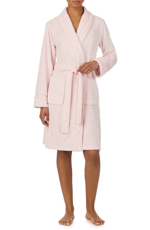 Embroidered Monogram Jacquard Fleece Robe