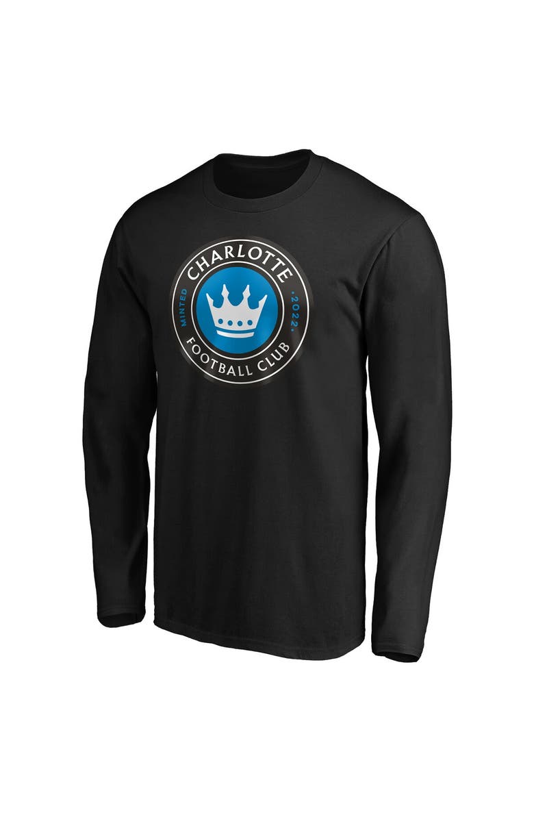 FANATICS Men's Fanatics Branded Black Charlotte FC Primary Logo Long Sleeve T-Shirt, Alternate, color, 