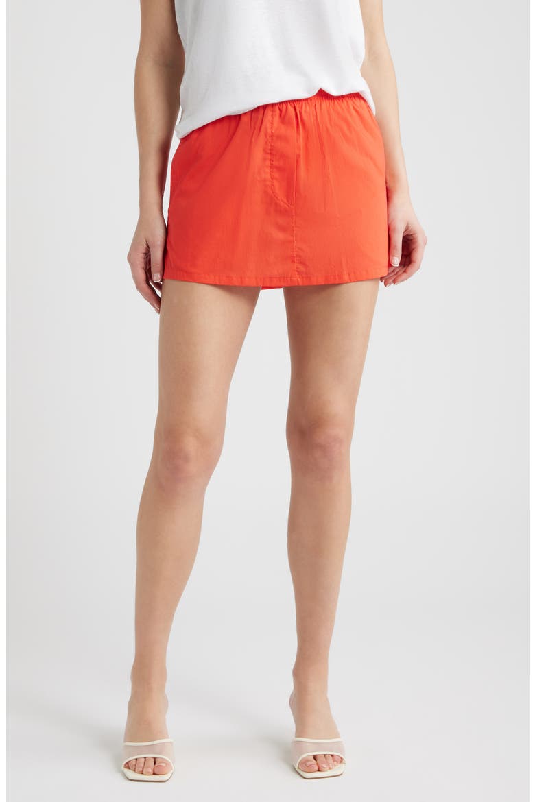 Cotton Miniskirt, Main, color, POPPY RED