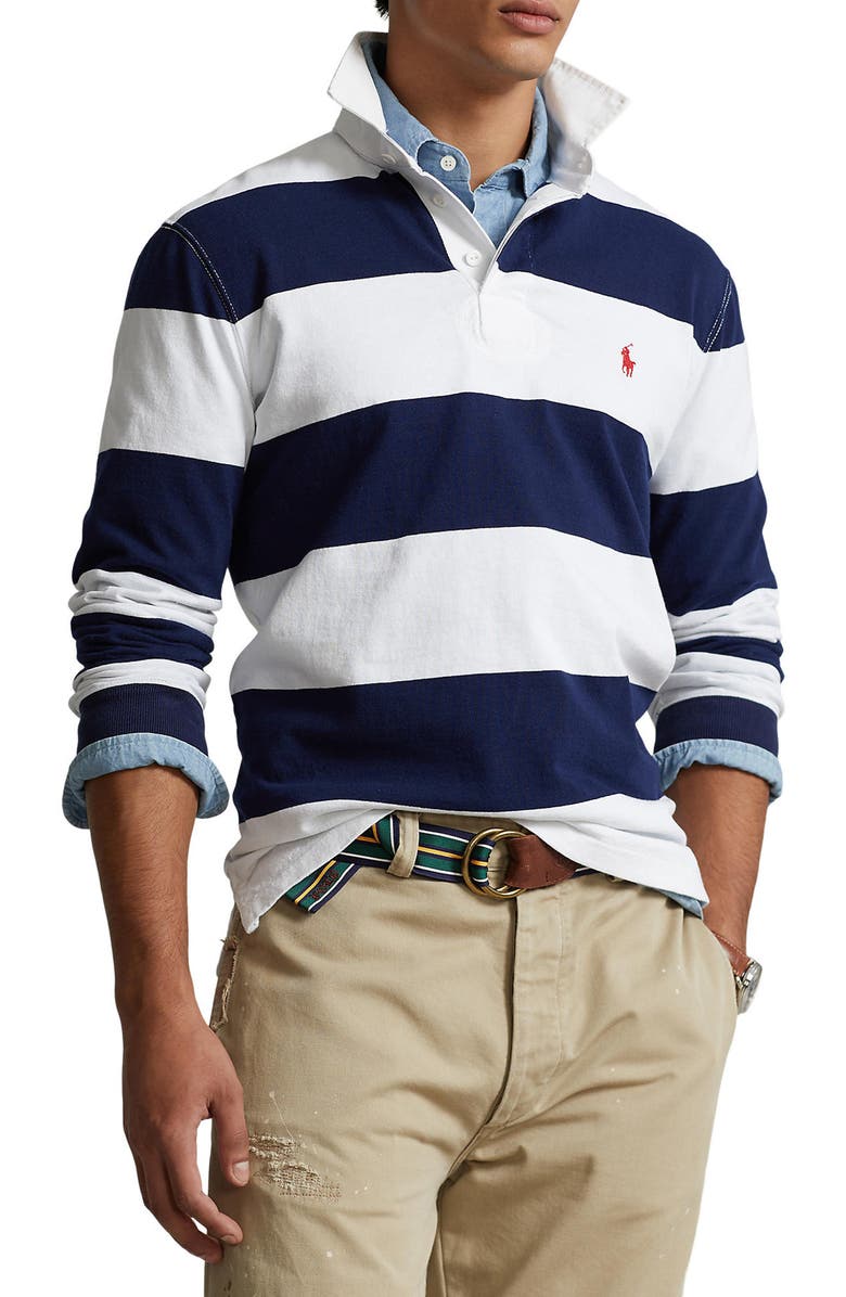 Polo Ralph Lauren Classic Fit Rugby Stripe Long Sleeve Polo, Main, color, 