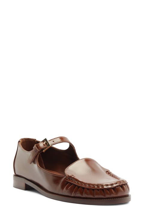 Tyla Buckle Leather Mary Jane Flat