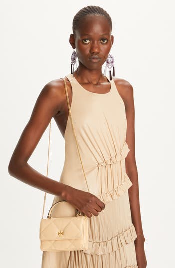 Mini Kira Diamond Quilted Leather Top Handle Bag