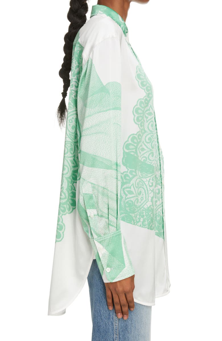 Victoria Beckham Lace Print Oversize Button-Up Shirt, Alternate, color,