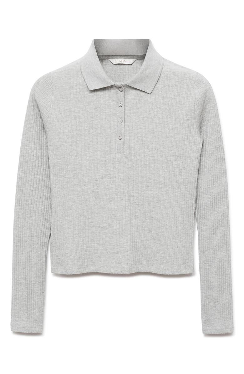 MANGO TEEN Cotton Rib Polo, Alternate, color, Medium Heather Grey