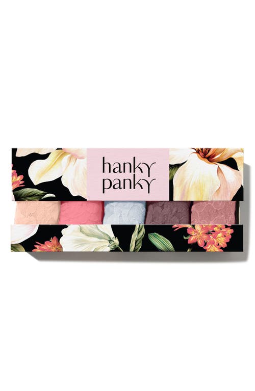 Hanky Panky Assorted 5-pack Lace Original Rise Thongs In Multi
