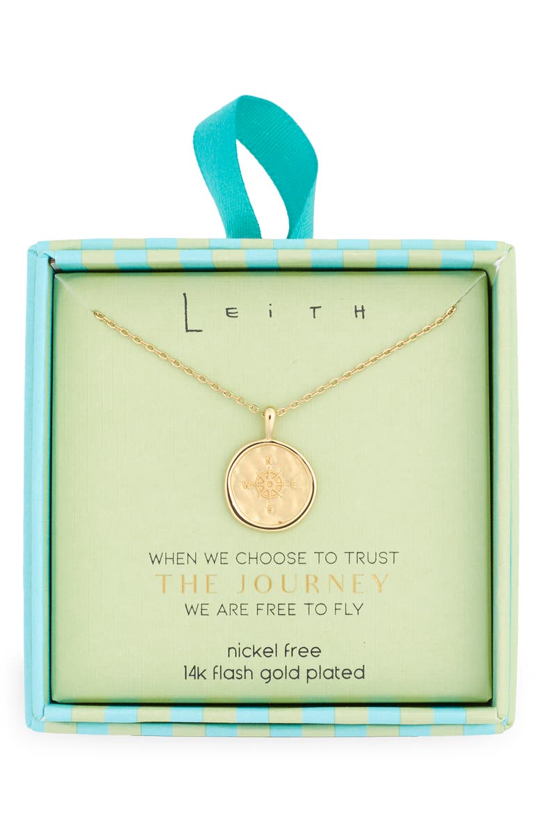 Leith Compass Disc Pendant Necklace, Main, color, Gold