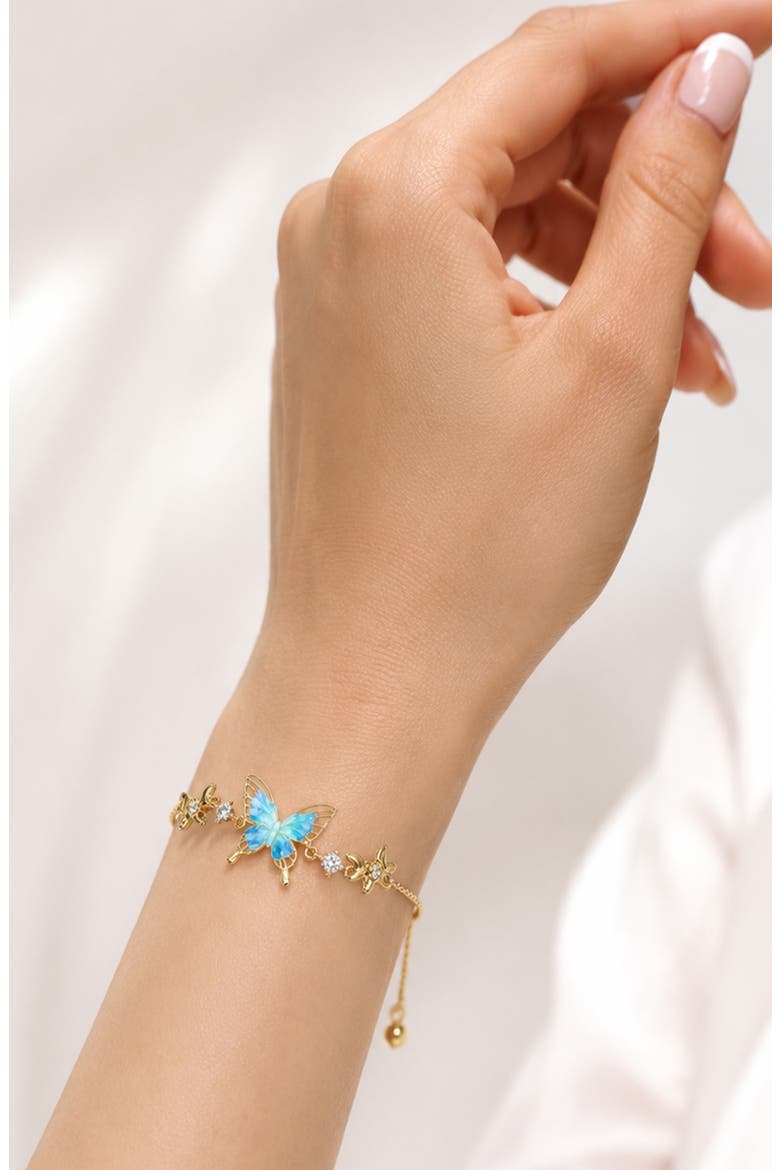 Butterfly Adjustable Bracelet, Alternate, color, GOLD
