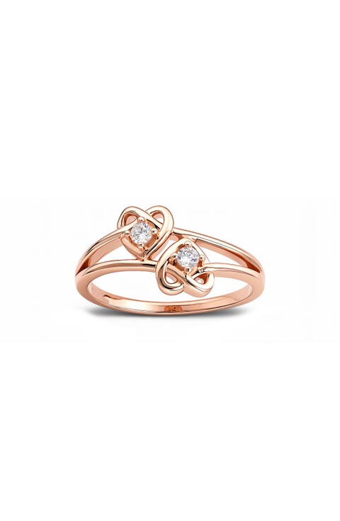 Cubic Zirconia Double Heart Ring