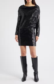 BOSS Ebiba Sequin Long Sleeve Dress