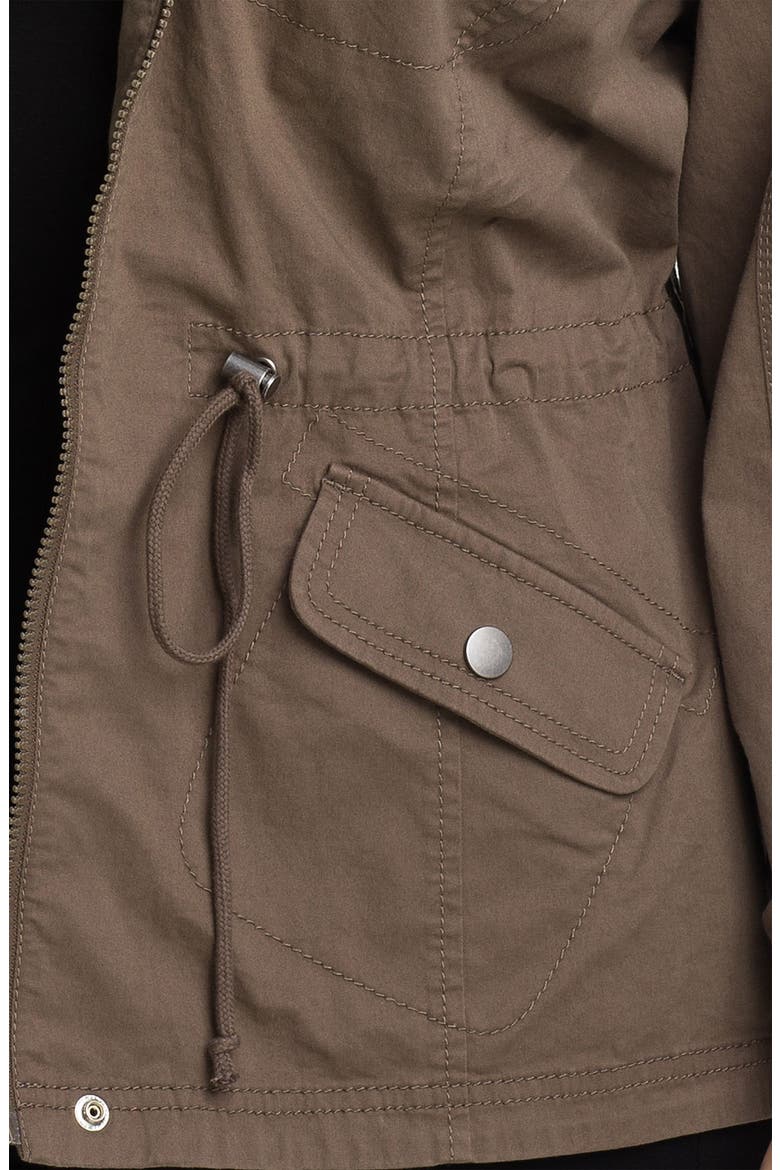 'Megan' Roll Sleeve Twill Jacket, Alternate, color, MUSHROOM