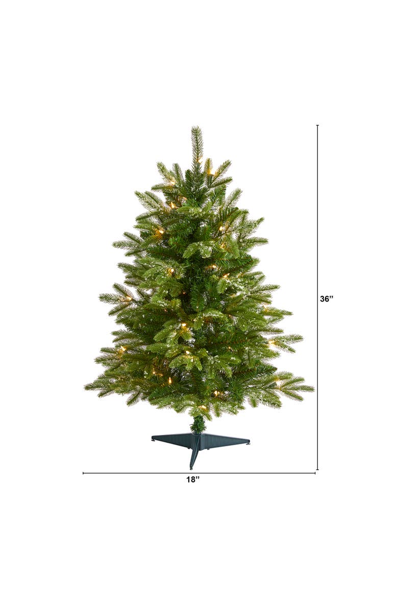 3-ft Snowed Grand Teton Fir Artificial Christmas Tree with 50 Clear Lights and 111 Bendable Branches, Alternate, color, Green