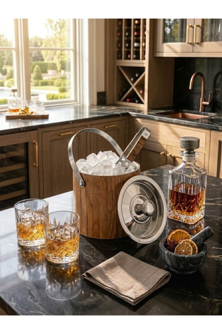 Chicago Ice Bucket, Alternate, color, Brown & Silver