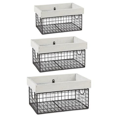 Assorted Farmhouse Metal Nesting Basket Set/3