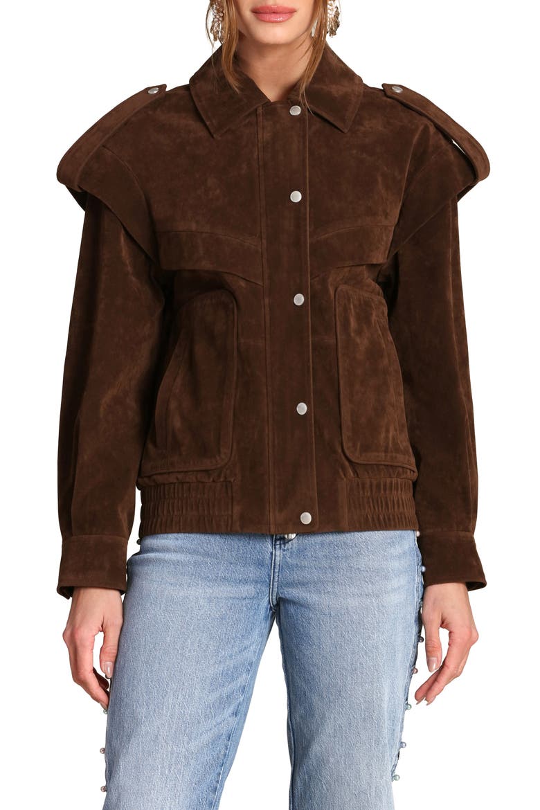 Faux Suede Bomber Jacket, Alternate, color, BRUNETTE